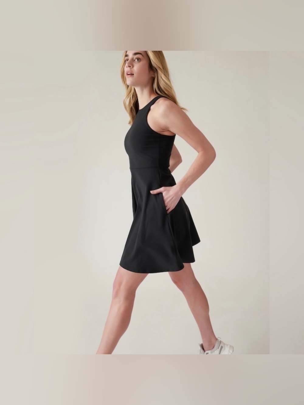Athleta A-Line Mini Dress SZ L WORN ONCE stretchy fitted holds you in nicely!